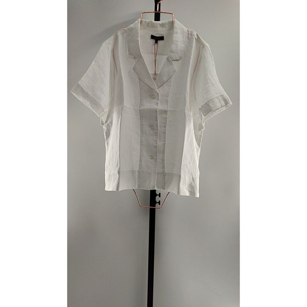 Quince Women 100% European Linen Short Sleeve Shirt White M - Picture 2 of 3